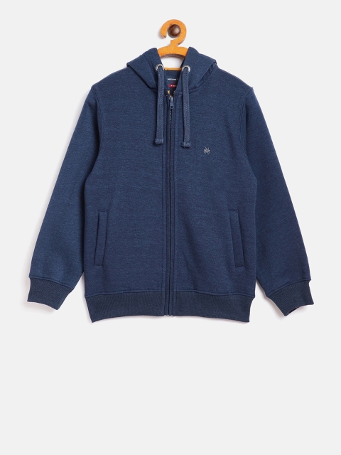 Crimsoune Club Boys Blue Solid Hooded Sweatshirt