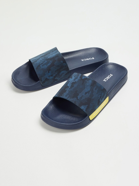 Forca Men Navy Blue Printed Slides