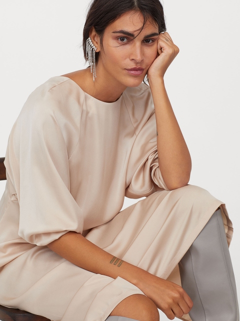 H&M Women Beige A-line Dress