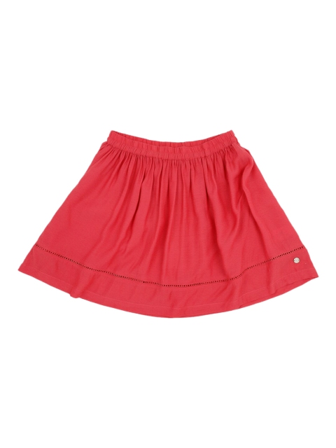 Allen Solly Junior Girls Red Solid A-Line Skirt