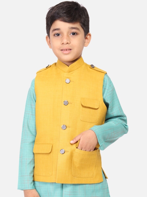 TABARD Boys Yellow Solid Nehru Jacket