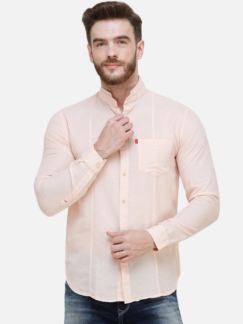 COLVYNHARRIS JEANS Men Beige Slim Fit Solid Casual Shirt