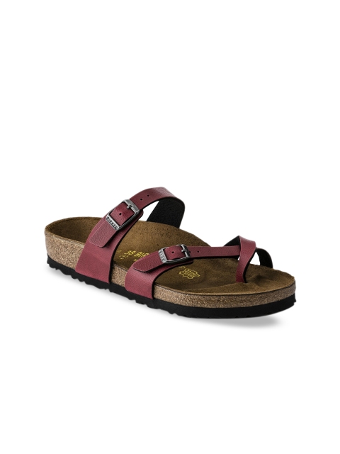 Birkenstock Women Red Regular Width Mayari Comfort One Toe Flats