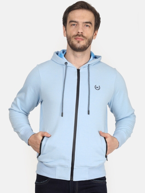 Monte Carlo Men Blue Solid Hooded Sweatshirt