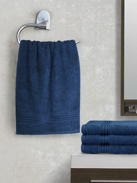 swiss republic Set Of 4 Cotton 600 GSM Hand Towels, Navy blue