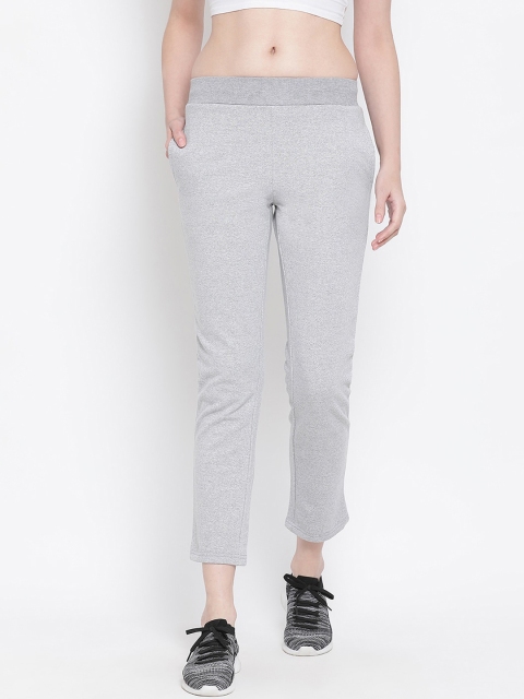PERFKT-U Women Grey-Melange Solid Straight-Fit Track Pants