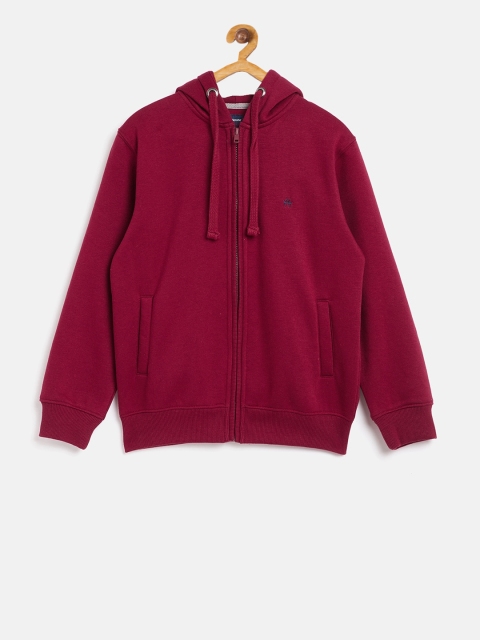 Crimsoune Club Boys Pink Solid Hooded Sweatshirt