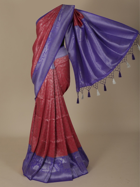 Pothys Maroon & Lavender Jute Silk Woven Design Saree
