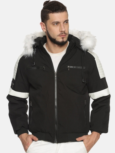 SHOWOFF Men Black Colourblocked Bomber