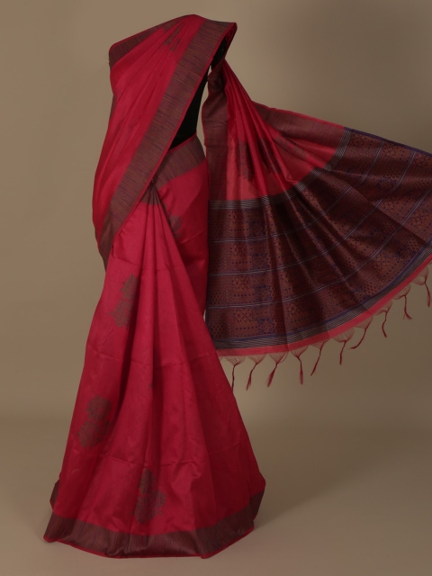 Pothys Pink & Brown Jute Silk Woven Design Saree