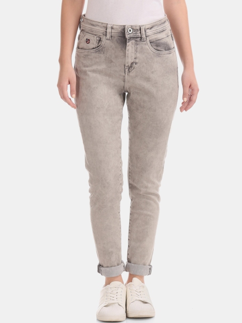 U.S. Polo Assn. Women Grey Slim Fit High-Rise Clean Look Jeans