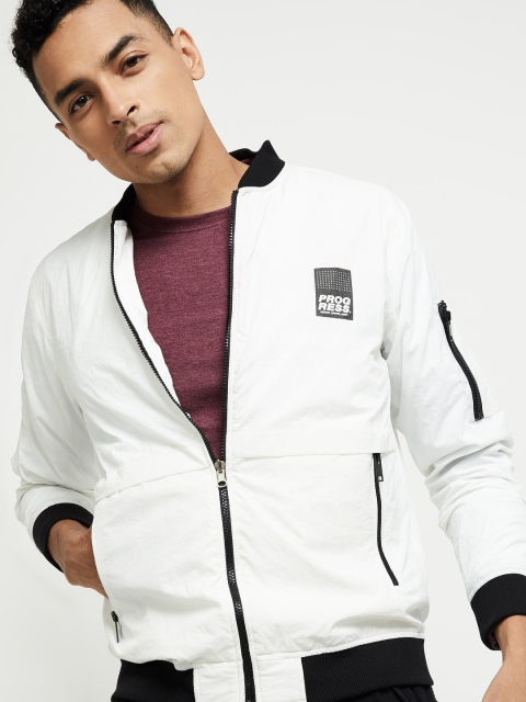 max Men White Solid Bomber
