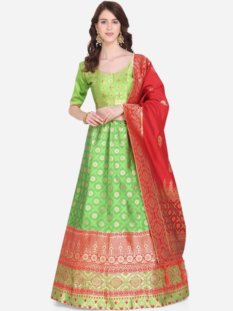 Mitera Green & Red Woven Design Semi-Stitched Lehenga & Unstitched Blouse with Dupatta
Mitera Green & Red Woven Design Semi-Stitched Lehenga & Unstitched Blouse with Dupatta