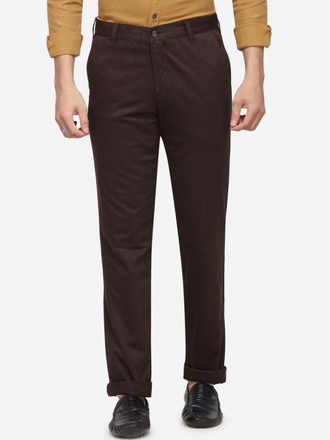 Greenfibre Men Brown Regular Fit Solid Formal Trousers