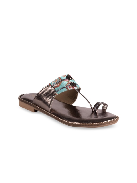 Kraft Cellar Women Multicoloured Textured PU One Toe Flats, Multi