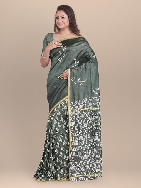 BharatSthali BharatSthali Mustard & Navy Blue Silk Cotton Printed Chanderi Saree, Grey
BharatSthali BharatSthali Mustard & Navy Blue Silk Cotton Printed Chanderi Saree, Grey