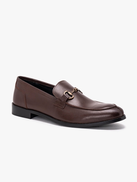 HATS OFF ACCESSORIES Men Burgundy Solid Leather Mid-Top Loafers