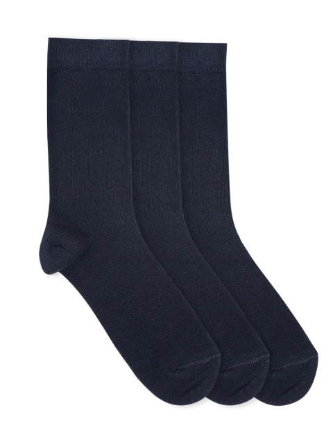Mustang Women Pack of 3 Navy Blue Solid Above Ankle-Length Socks