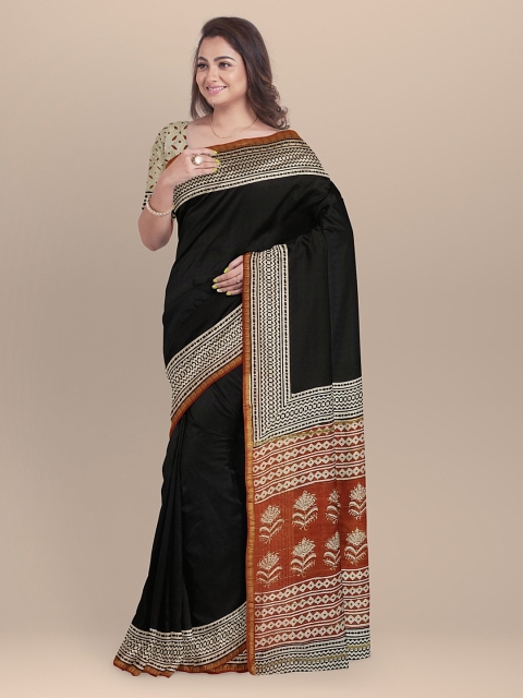 BharatSthali Sea Green & Gold-Toned Silk Cotton Woven Design Chanderi Sustainable Saree, Black
BharatSthali Sea Green & Gold-Toned Silk Cotton Woven Design Chanderi Sustainable Saree, Black