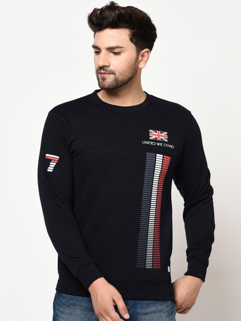 Octave Men Navy Blue & Red Printed Sweatshirt