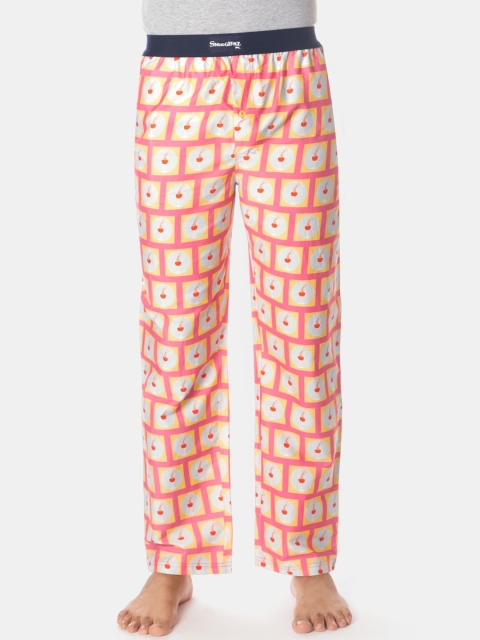Smugglerz Men Pink & Yellow Printed Lounge Pants