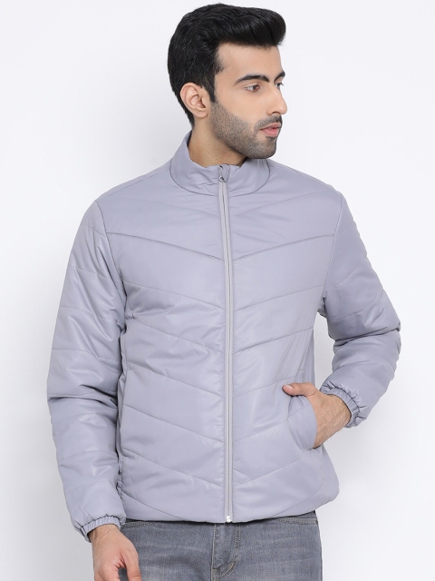 Richlook Men Grey Striped Puffer Jacket