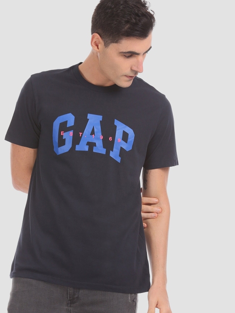 GAP Men Navy Blue Brand Logo T-shirt