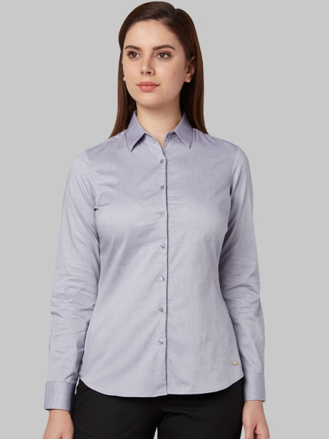 Park Avenue Women Grey Regular Fit Solid Casual Shirt