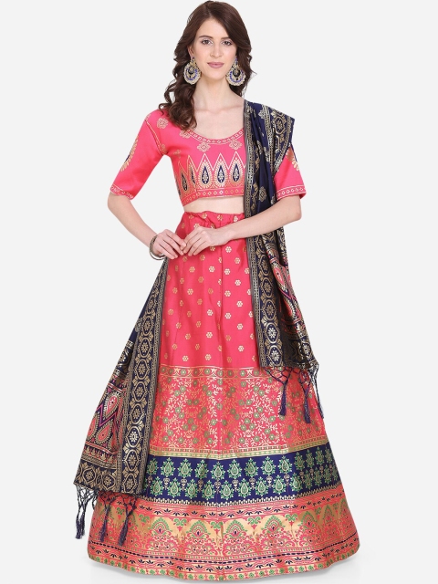 Mitera Pink & Navy Blue Woven Design Semi-Stitched Lehenga & Unstitched Blouse with Dupatta
Mitera Pink & Navy Blue Woven Design Semi-Stitched Lehenga & Unstitched Blouse with Dupatta