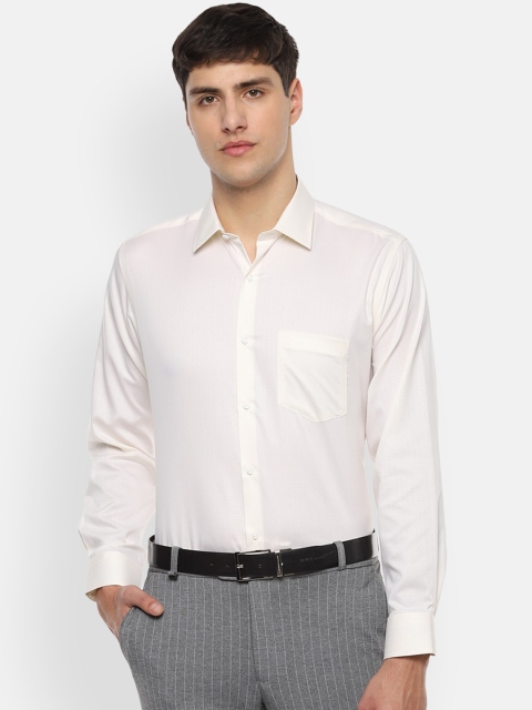 Van Heusen Men Cream-Coloured Regular Fit Solid Formal Shirt