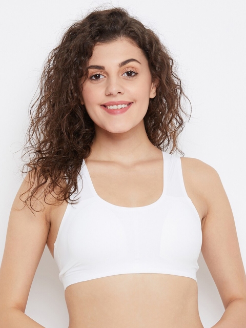 SECRETS BY ZEROKAATA White Solid Non-Wired Lightly Padded Workout Bra SZWHT1761