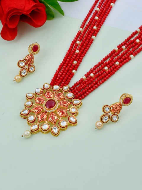 Silvermerc Designs Gold-Plated White Traditional & Classic Kundan Studded Layered Beaded Jewellery Set
Silvermerc Designs Gold-Plated White Traditional & Classic Kundan Studded Layered Beaded Jewellery Set