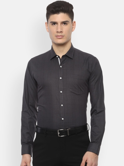 Van Heusen Men Grey Slim Fit Checked Formal Shirt