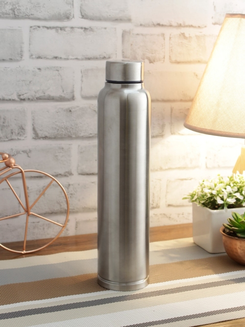 smart serve Set of 4 Silver-Toned Solid Stainless Steel Water Bottles 1000 ml