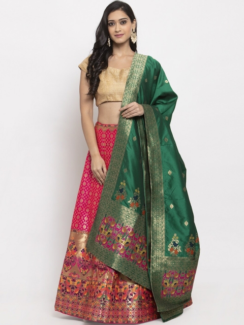 PACHE Pink & Green Woven Design Semi-Stitched Lehenga & Unstitched Blouse with Dupatta
PACHE Pink & Green Woven Design Semi-Stitched Lehenga & Unstitched Blouse with Dupatta