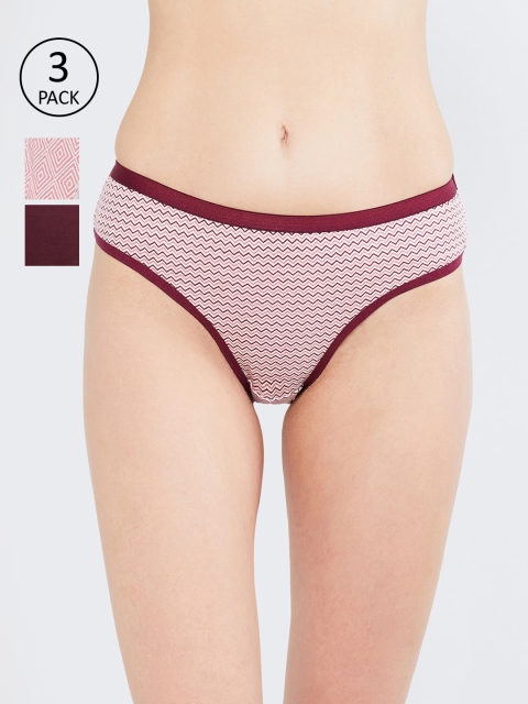 max Women Pack of 3 Hipster Briefs 1000009343020, Maroon