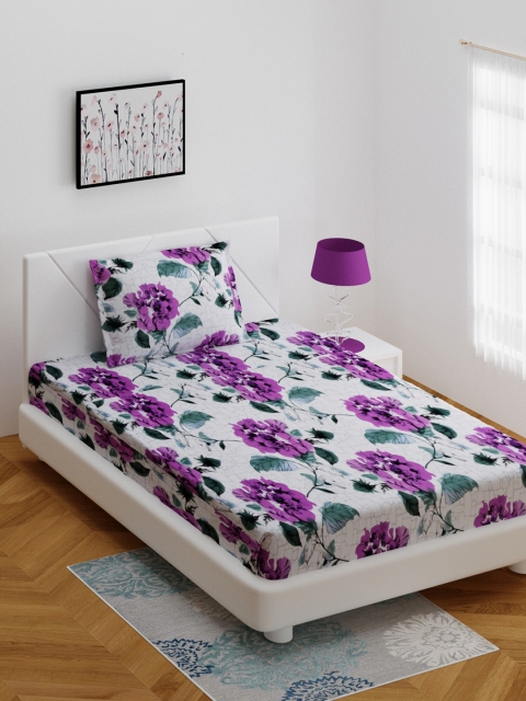 BOMBAY DYEING Purple & White Floral 144 TC Cotton 1 Single Bedsheet with 1 Pillow Covers
BOMBAY DYEING Purple & White Floral 144 TC Cotton 1 Single Bedsheet with 1 Pillow Covers