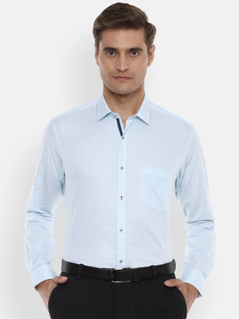 Van Heusen Men Blue Regular Fit Checked Formal Shirt