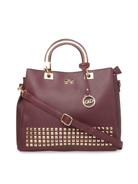 Globus Burgundy & Gold-Toned Solid Handheld Bag