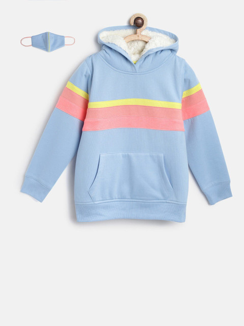 Cherry Crumble Unisex Kids Blue & Pink Colourblocked Hooded Sweatshirt With Mask
Cherry Crumble Unisex Kids Blue & Pink Colourblocked Hooded Sweatshirt With Mask