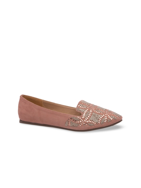 Inc 5 Women Peach-Coloured Solid Synthetic Suede Ballerinas