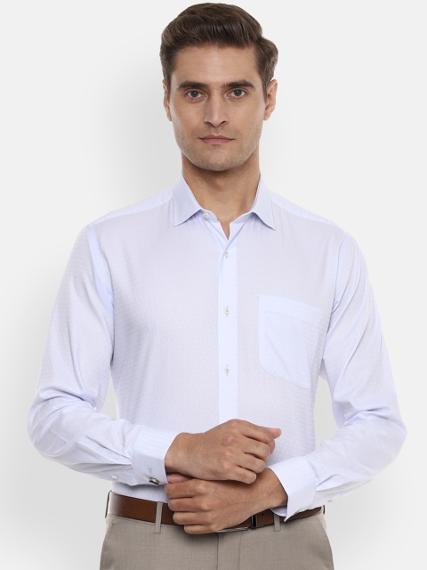Van Heusen Men Blue Regular Fit Self Design Formal Shirt