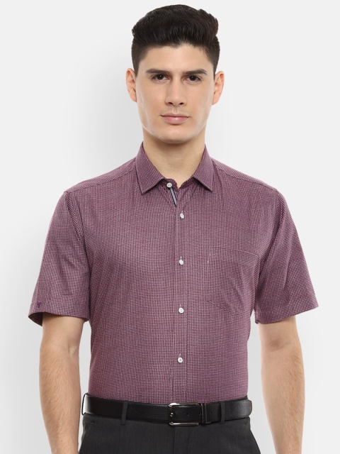 Van Heusen Men Maroon Regular Fit Printed Formal Shirt