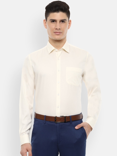 Van Heusen Men Cream-Coloured Slim Fit Solid Formal Shirt