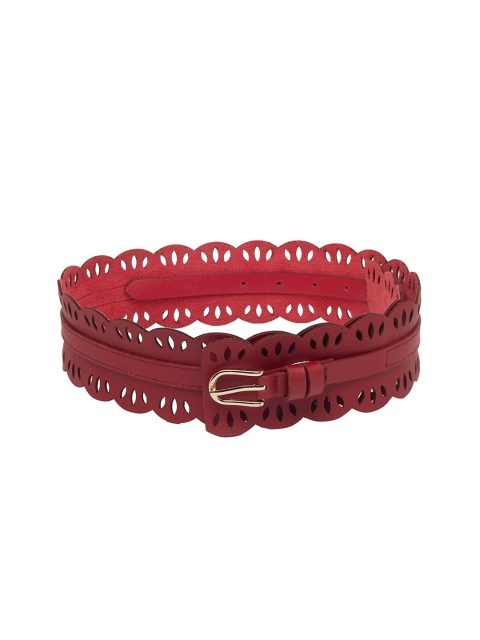 Globus Women Maroon Textured Belt