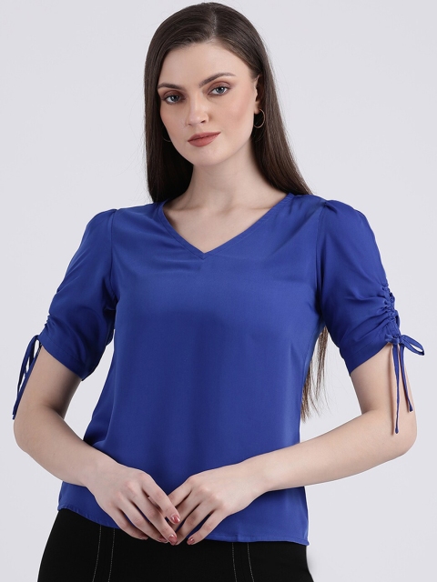 Zink London Women Blue Solid Top