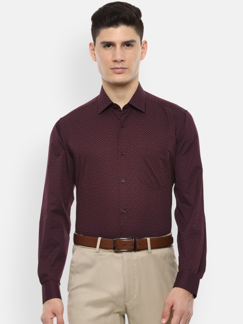 Van Heusen Men Maroon Regular Fit Printed Formal Shirt