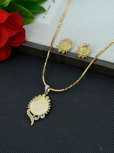Silvermerc Designs Women Gold-Plated & White American Diamond Stone Studded Handcrafted Jewellery Set
Silvermerc Designs Women Gold-Plated & White American Diamond Stone Studded Handcrafted Jewellery Set