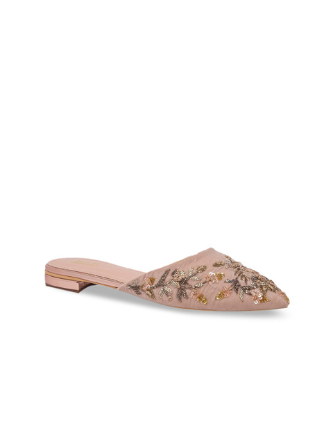 Inc 5 Women Copper-Toned Embellished Mules 
Inc 5 Women Copper-Toned Embellished Mules