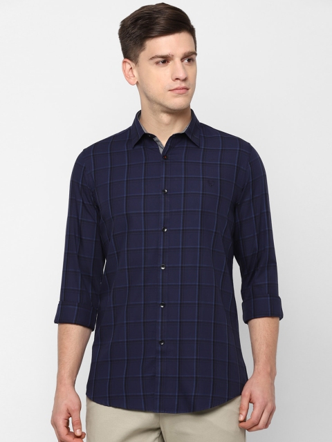 Allen Solly Men Navy Blue Slim Fit Checked Casual Shirt